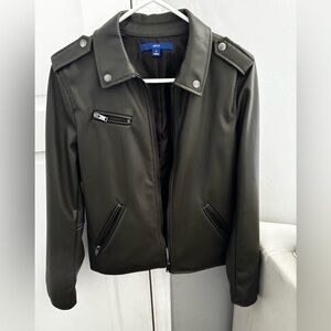 Women's S APT 9 imitation leather faux jacket olive green